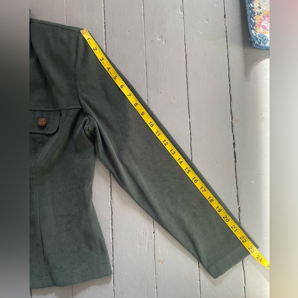 Vintage Algo 90s deep olive green faux-suede blazer-style jacket - Picture 11 of 14